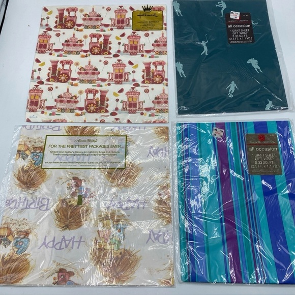American Greetings Other - Vintage American Greetings & Hallmark Wrapping Gift Paper Sports Candy Made USA